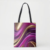 Moderne geschenken voor Her-Fuchsia Paarse en Gold Tote Bag (Voorkant)