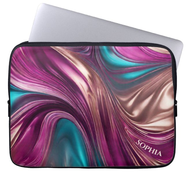 Moderne geschenken voor Her-Magenta Turquoise en G Laptop Sleeve (Voorkant)