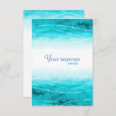 Moderne geschilderde aqua zee huwelijksreactiekaar RSVP kaartje (Voorkant / Achterkant)