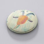 Moderne geschilderde geitenillustratie ronde button 5,7 cm<br><div class="desc">Voeg wat les toe aan je outfit met deze coole knop. Het bevat mijn kunstzinnige waterverf geschilderde stijlillustratie van een geitenkop. Deze schattige en kleurrijke geit heeft hoorns en een baard en is tinten van sinaasappel,  blauw,  blauwgroen en paarse. Hij is geplaatst tegen een coördinerende verf spatten achtergrond.</div>