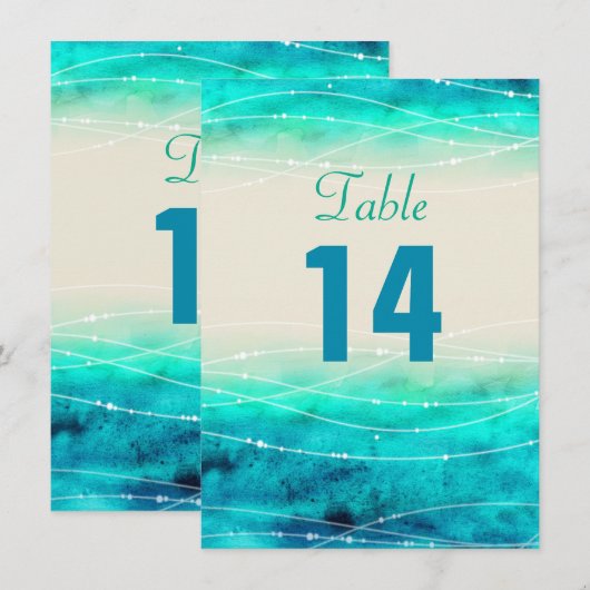 Moderne geschilderde glinsterende zee huwelijks ta kaart (Voorkant / Achterkant)