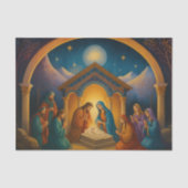 Moderne geschilderde kerststal tissuepapier (Voorkant)