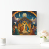 Moderne geschilderde kerststal vierkante klok (Huis)