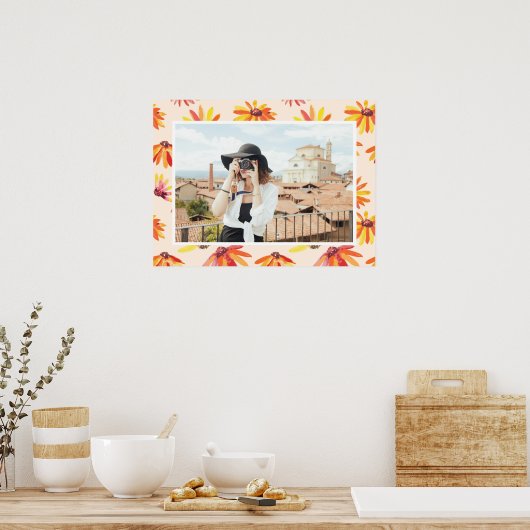 Moderne geschilderde oranje bloemen aangepaste fot poster (Keuken)