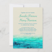 Moderne geschilderde sprankelende zeeen bruiloft u kaart (Achterkant)