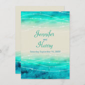 Moderne geschilderde sprankelende zeeen bruiloft u kaart (Voorkant / Achterkant)