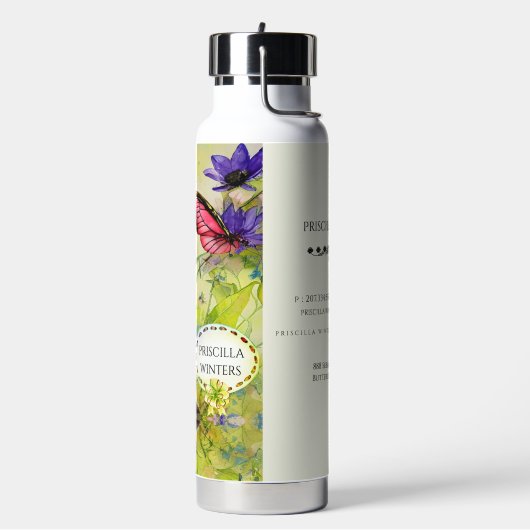 Moderne geschilderde Waterverf kikker met gitaar Waterfles (Links)