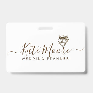 Moderne Geschreven Wedding Event Planner Hearts Cr Badge