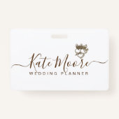 Moderne Geschreven Wedding Event Planner Hearts Cr Badge (Voorkant)
