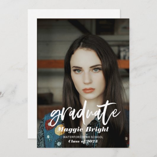 Moderne gescriptte afstudeerfoto  kaart (Voorkant / Achterkant)