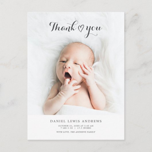 Moderne Geslacht Neutrale Bedankt Baby Aankondigin Briefkaart (Voorkant)