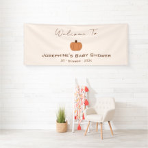 Moderne geslachtsneutrale babyshower met pompoen