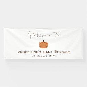Moderne geslachtsneutrale babyshower met pompoen spandoek