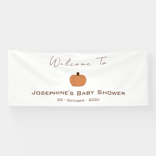Moderne geslachtsneutrale babyshower met pompoen spandoek (Horizontaal)