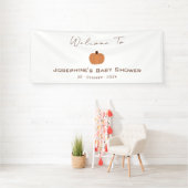 Moderne geslachtsneutrale babyshower met pompoen spandoek (Insitu)