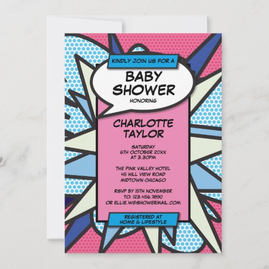 Moderne Geslachtsneutrale Roze Blauwe Baby Shower Kaart (Voorkant)