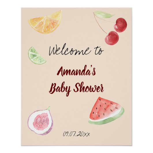 Moderne geslachtsneutrale Waterverf Baby shower fr Perfect Poster (Voorkant)