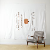 Moderne geslachtsonzijdige babyshower-achtergrond wandkleed (In Situ (horizontaal))