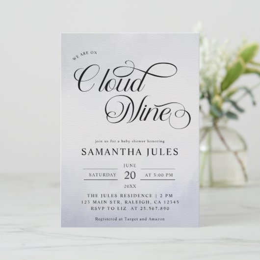Moderne Geslachtsonzijdige Cloud Nine Babyborrel Kaart (Staand voorkant)