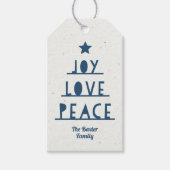 Moderne Gesneden Leiste Blau Kerstcadeautag Cadeaulabel (Voorkant)