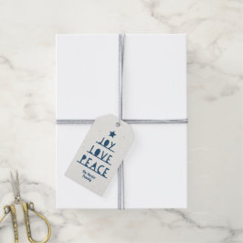 Moderne Gesneden Leiste Blau Kerstcadeautag Cadeaulabel