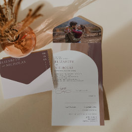 Moderne Gespiceerde Terracotta | Boho Bruiloft All In One Uitnodiging