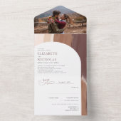 Moderne Gespiceerde Terracotta | Boho Bruiloft All In One Uitnodiging (Binnen)