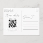 Moderne gespikkelde zwart-wit QR-code bruiloft Uitnodiging Briefkaart (Achterkant)