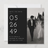 Moderne gesplitste lay-out Save The Date kaart. (Voorkant)