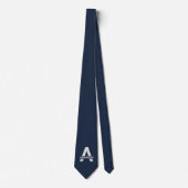 Moderne Gesplitste Monogram Eerste Letter Blauw Gr Stropdas (Voorkant)