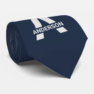 Moderne Gesplitste Monogram Eerste Letter Blauw Gr Stropdas