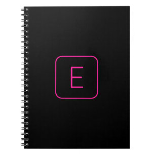 Moderne gestileerde initiële monogram Roze & Zwa Notitieboek