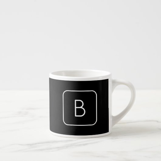 Moderne gestileerde initiële monogram | Wit & Zwar Espresso Kop (Rechts)