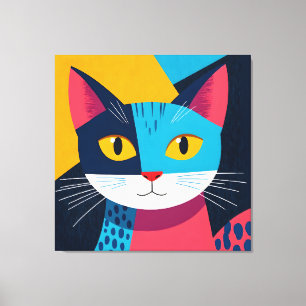Moderne gestileerde kat - platte grafische kunst canvas afdruk