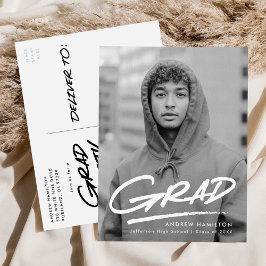 Moderne Gestippelde Afstudeerfoto Afstudeerfeest Uitnodiging Briefkaart