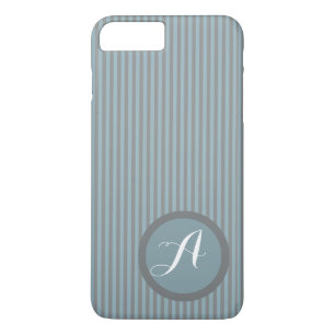 Moderne, gestreept blauwe monogram telefoontas Case-Mate iPhone case