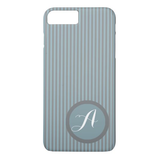 Moderne, gestreept blauwe monogram telefoontas Case-Mate iPhone case (Achterkant)