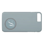 Moderne, gestreept blauwe monogram telefoontas Case-Mate iPhone case (Achterkant (Horizontaal))