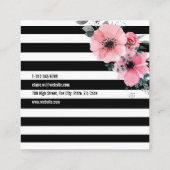 Moderne gestreepte bloemen professioneel vierkant vierkante visitekaartje (Achterkant)