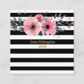 Moderne gestreepte bloemen professioneel vierkant vierkante visitekaartje (Voorkant)