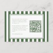 Moderne gestreepte donkergroene QR-code trouwwebsi Informatiekaartje (Achterkant)