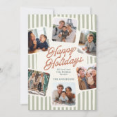 Moderne gestreepte fotocollage warme kleuren geluk feestdagenkaart (Voorkant)