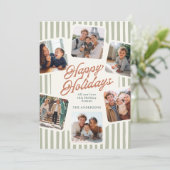 Moderne gestreepte fotocollage warme kleuren geluk feestdagenkaart (Staand voorkant)