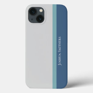 Moderne gestreepte grijze, turquoise en blauwe Case-Mate iPhone case