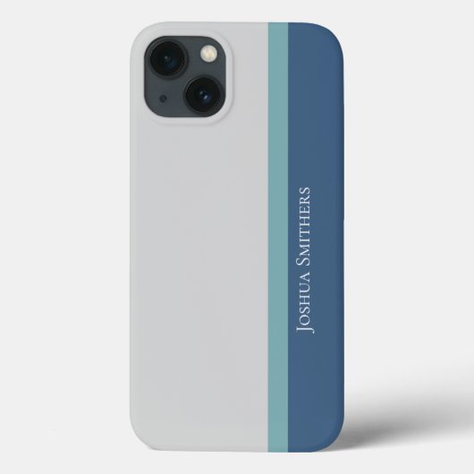 Moderne gestreepte grijze, turquoise en blauwe Case-Mate iPhone case (Achterkant)