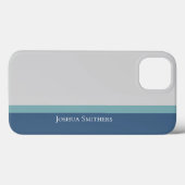 Moderne gestreepte grijze, turquoise en blauwe Case-Mate iPhone case (Achterkant (horizontaal))