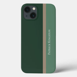 Moderne gestreepte groene en kaki bruine kleurblok Case-Mate iPhone case