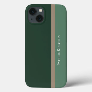 Moderne gestreepte groene en kaki bruine kleurblok Case-Mate iPhone case