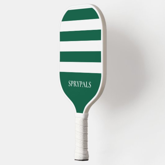 Moderne gestreepte groene witte monogram picklebal pickleball paddle (Links)