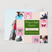 Moderne gestreepte kerst platte foto feestdagenkaart (Voorkant / Achterkant)